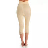 High Waist Capri Pant Liner with Tummy Control Satin Panel | Memory Compression Fabric | Medium Support | Style 6266