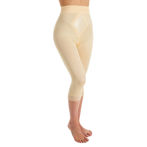 Style 6266 | High Waist Capri Pant Liner with Tummy Control Satin Panel | Memory Compression Fabric | Medium Support