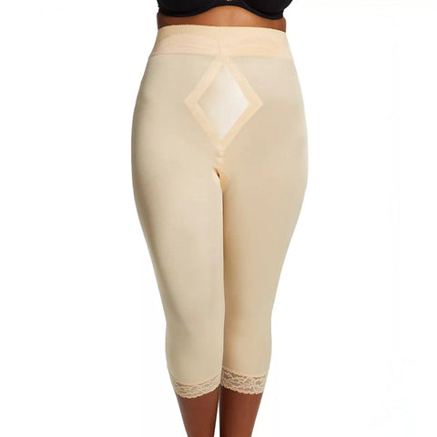 Style 6266 | High Waist Capri Pant Liner with Tummy Control Satin Panel | Memory Compression Fabric | Medium Support