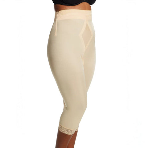 Style 6266 | High Waist Capri Pant Liner with Tummy Control Satin Panel | Memory Compression Fabric | Medium Support