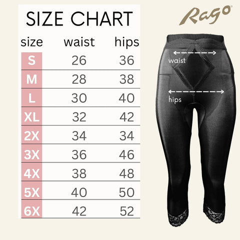 Style 6266 | High Waist Capri Pant Liner with Tummy Control Satin Panel | Memory Compression Fabric | Medium Support