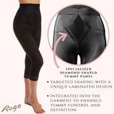 High Waist Capri Pant Liner with Tummy Control Satin Panel | Memory Compression Fabric | Medium Support | Style 6266