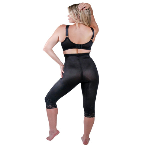 Style 6266 | High Waist Capri Pant Liner with Tummy Control Satin Panel | Memory Compression Fabric | Medium Support