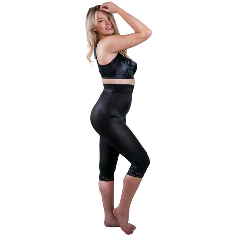 Style 6266 | High Waist Capri Pant Liner with Tummy Control Satin Panel | Memory Compression Fabric | Medium Support