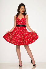 6376 Red Violin Halter Swing Dress