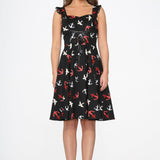 Black Swallow Swing Dress