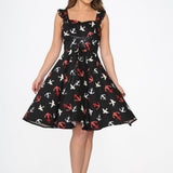 Black Swallow Swing Dress