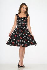 Black Swallow Swing Dress
