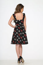 Black Swallow Swing Dress