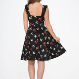 Black Swallow Swing Dress