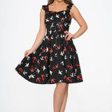 Black Swallow Swing Dress