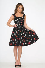 Black Swallow Swing Dress
