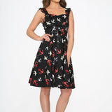 Black Swallow Swing Dress