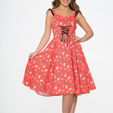Red Skulls Swing Dress