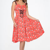 Red Skulls Swing Dress