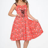 Red Skulls Swing Dress