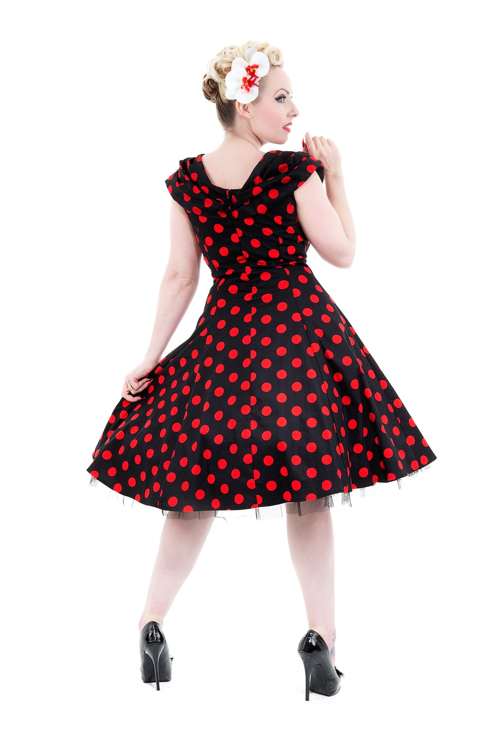 Black & Red Polka Dot Swing Dress