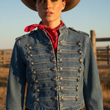 Blue Denim Military Jacket