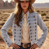 Light Blue Denim Military Jacket
