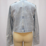 Light Blue Denim Military Jacket