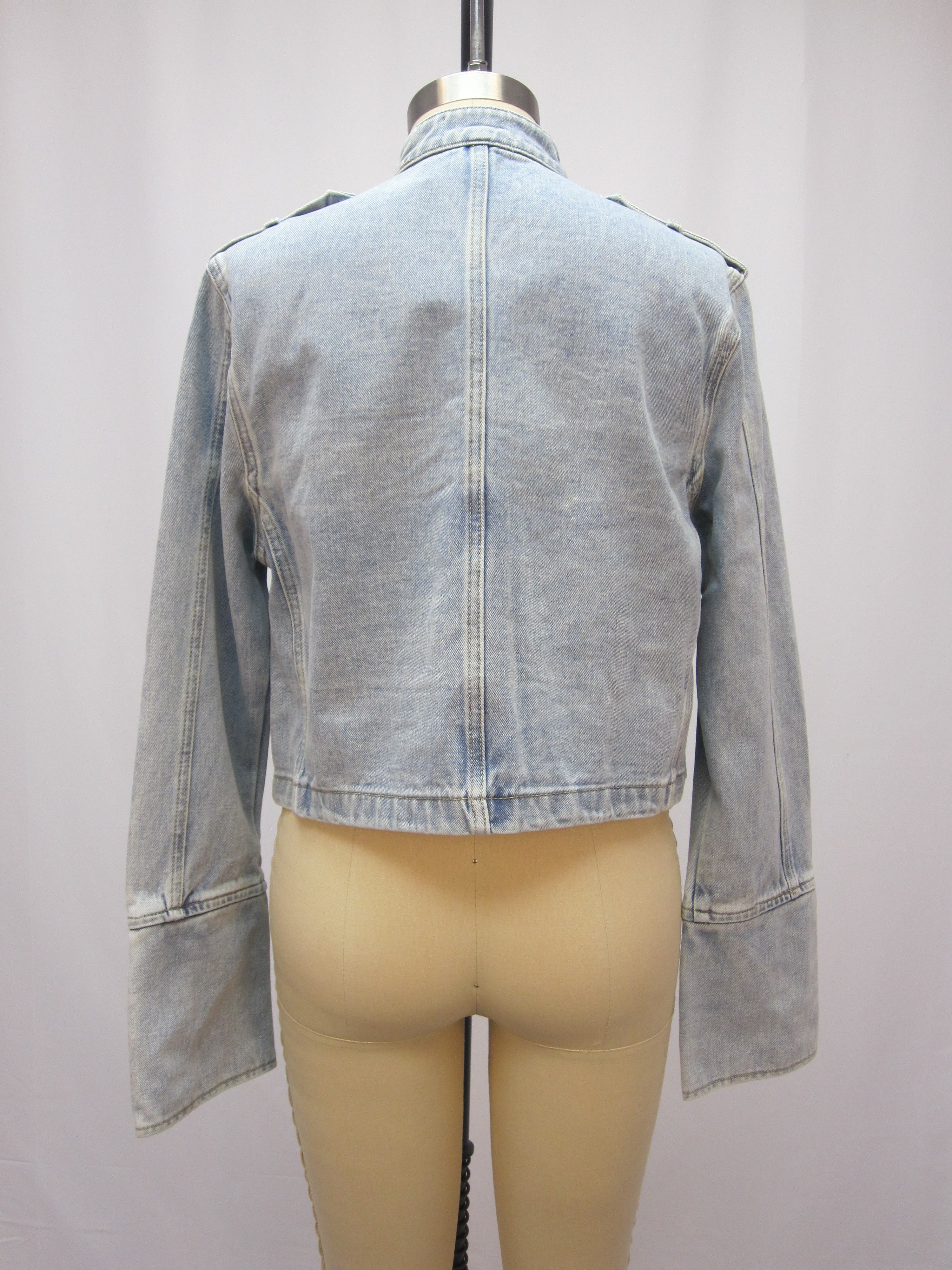 Light Blue Denim Military Jacket