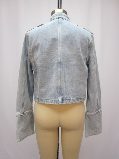 Light Blue Denim Military Jacket