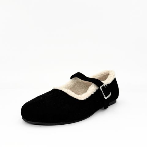 Elka Shearling-Lined Mary Jane Flats