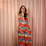 Glam Maxi House Dress in Mint & Strawberry Meadow