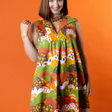 Glam Maxi House Dress in Mint & Strawberry Meadow