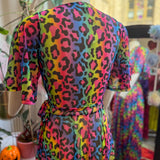 Lydia Wrap Dress in Rainbow Leopard Mesh