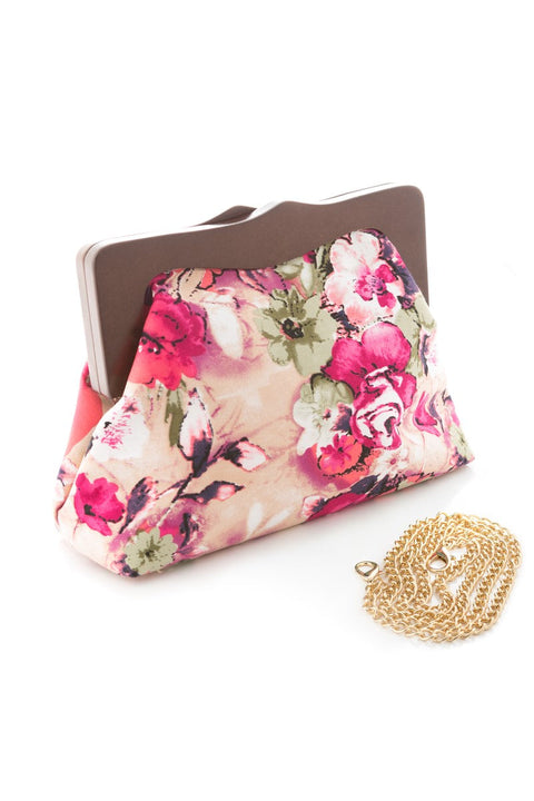 Samantha Floral Wood Clutch Bag