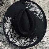 Vegan Felt Hat - XL Brim - Cottage Floral