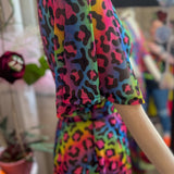 Lydia Wrap Dress in Rainbow Leopard Mesh