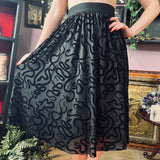 The Serpentine Full Skirt - Flocked Velvet Snakes