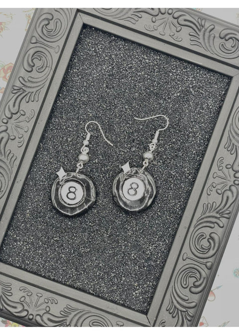Tattoo Love 8 Ball Dangle Earrings