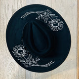 Vegan Felt Hat - XL Brim - Sunflowers