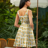 Stretch Cotton Skater Dress Pineapple