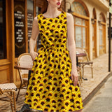 Vintage Style Midi Dress Sunflowers