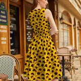 Vintage Style Midi Dress Sunflowers