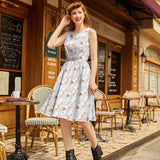 Vintage Style Midi Dress Hot Air Balloons