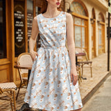 Vintage Style Midi Dress Hot Air Balloons