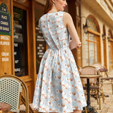 Vintage Style Midi Dress Hot Air Balloons
