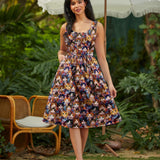 Retro Fit & Flare Dress Cats & Flowers