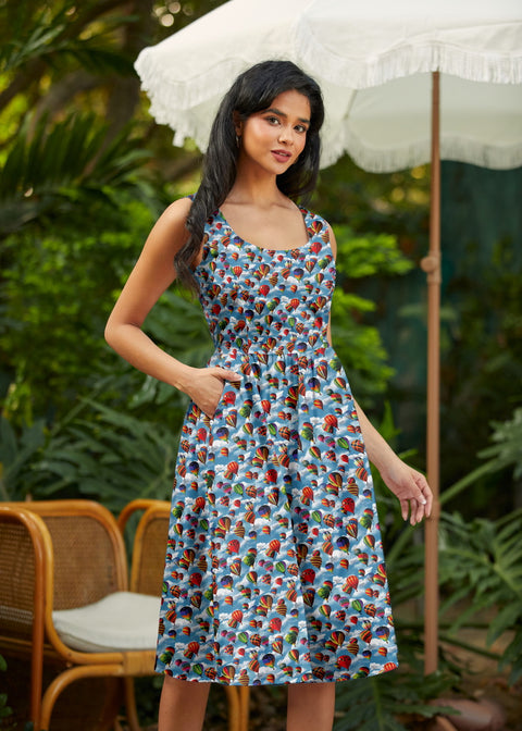 Hot Air Balloons Fit & Flare Dress | Retro & Vintage Style Clothing 3X Hot Air Balloons Fit & Flare Dress | Retro & Vintage Style Clothing 3X