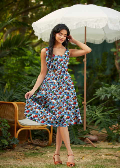 Hot Air Balloons Fit & Flare Dress