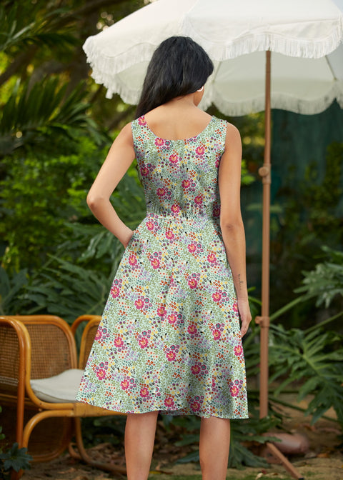 retro flare dress Shorter Length Retro Fit & Flare Dress Desert Blooms