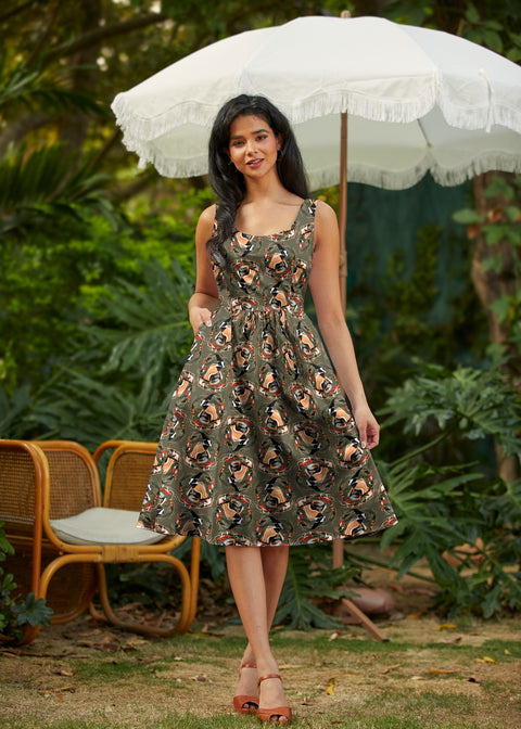 Retro Fit & Flare Dress Badgers