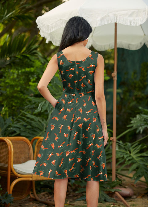 Retro Fit & Flare Dress Chipmunks