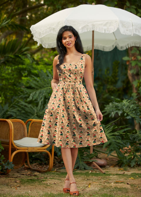 Retro Fit & Flare Dress Woodland Scout