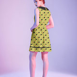 Retro Mod Collared Dress Black Cats